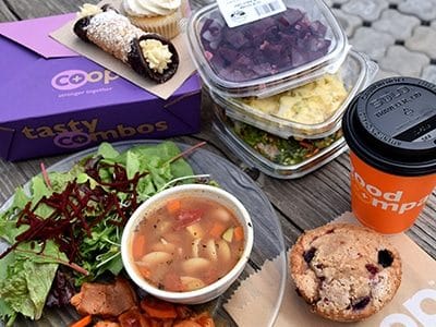 collection of prepared foods from the Co-op deli